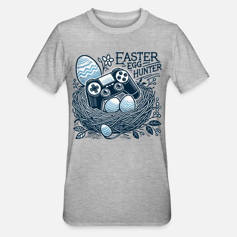 Oster Eierjäger Gaming Controller Nest - Unisex Polycotton T-Shirt - Grau meliert
