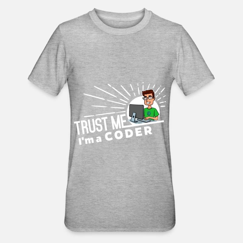 Programmør - Tro mig - Unisex polycotton T-shirt - grå meleret