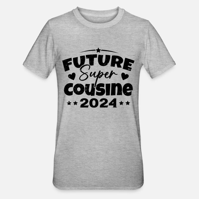 Future Super Cousine 2024 Annonce Grossesse - T-shirt polycoton Unisexe - gris chiné