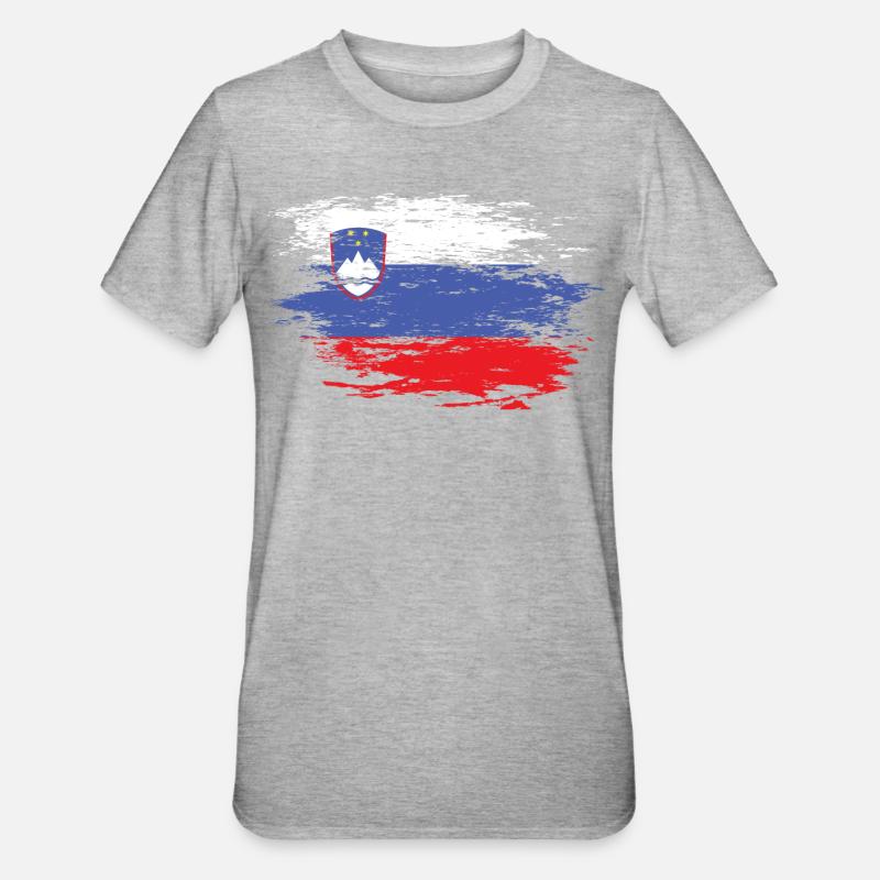 Drapeau de la Slovénie utilisé - T-shirt polycoton Unisexe - gris chiné