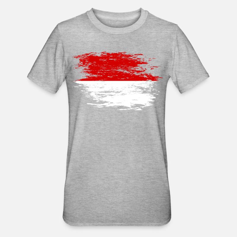 Drapeau indonésien utilisé - T-shirt polycoton Unisexe - gris chiné