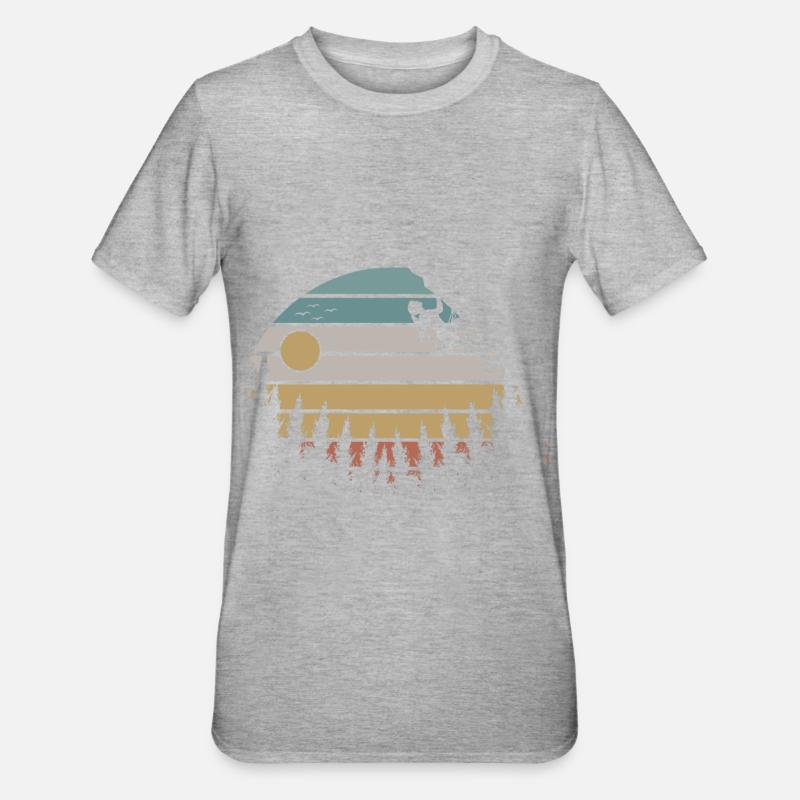 Retro Klettern Mädchen Kletterer Bouldern - Unisex Polycotton T-Shirt - Grau meliert