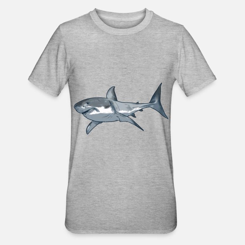Illustration de requin blanc - T-shirt polycoton Unisexe - gris chiné