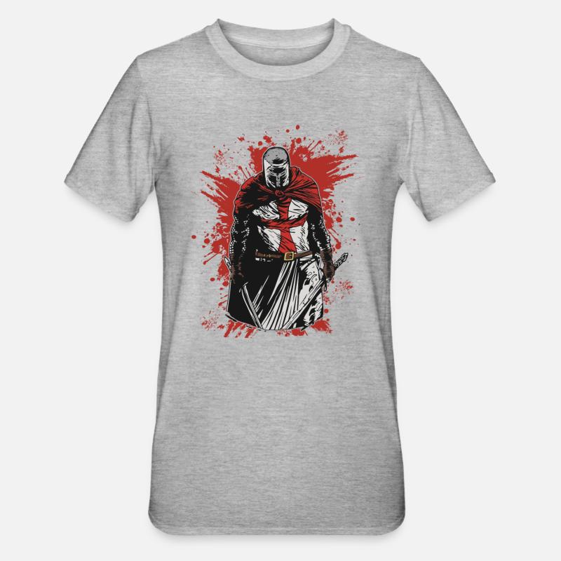 Crusader Knights Templar Deus Vult Knight Templar - Unisex Polycotton T-Shirt - heather grey