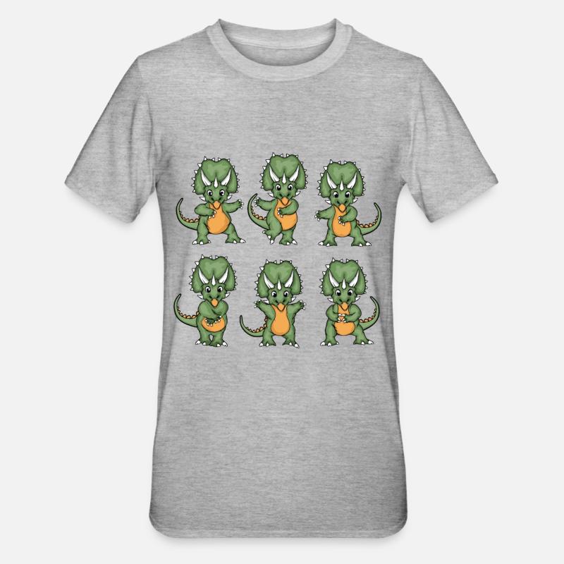 Trizeratops Geschenk Kinder Dinosaurier - Unisex Polycotton T-Shirt - Grau meliert