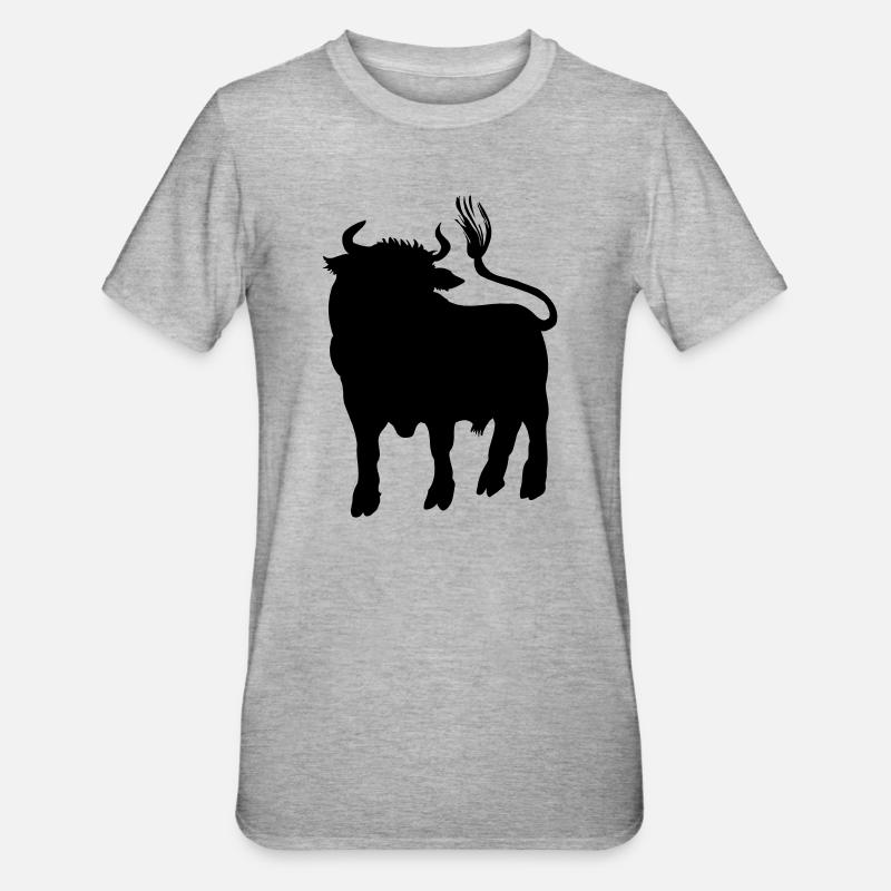 Stierschattenbild, Logofarm oder Metzger - Unisex Polycotton T-Shirt - Grau meliert