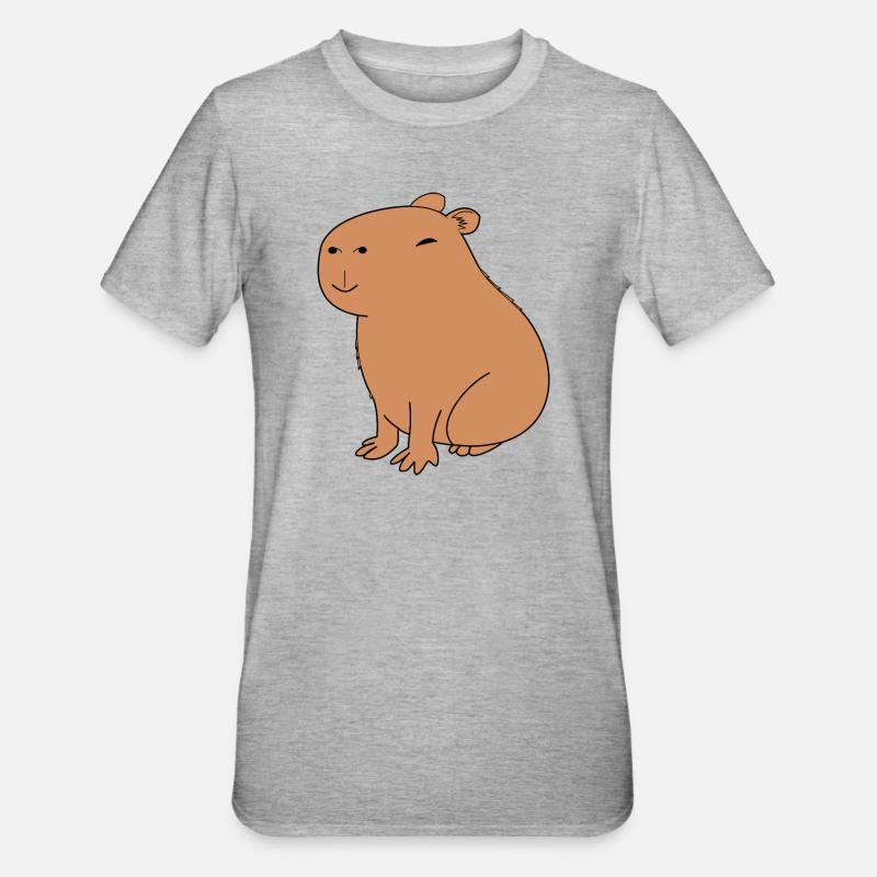 Capybara heureux - T-shirt polycoton Unisexe - gris chiné
