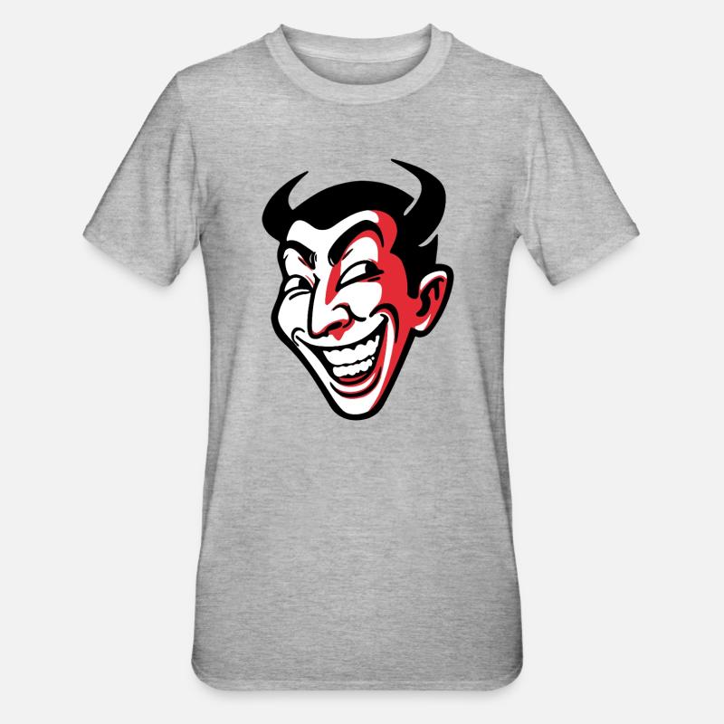 Conception expressive de visage comique souriant - T-shirt polycoton Unisexe - gris chiné