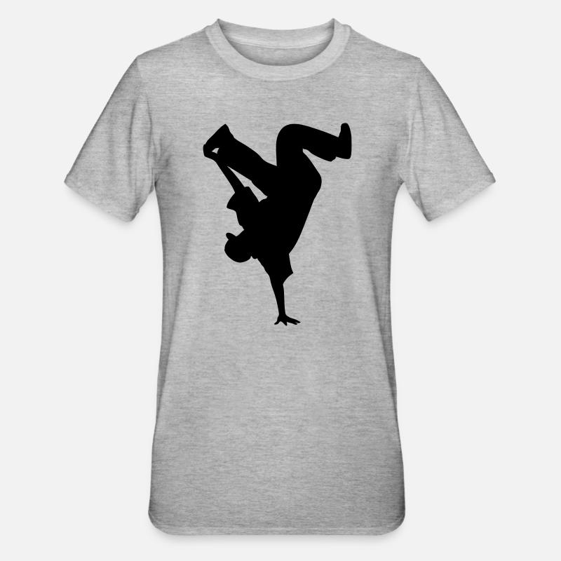 B-Boy Silhouette – Breakdance Power Move Équilibre sur les mains - T-shirt polycoton Unisexe - gris chiné