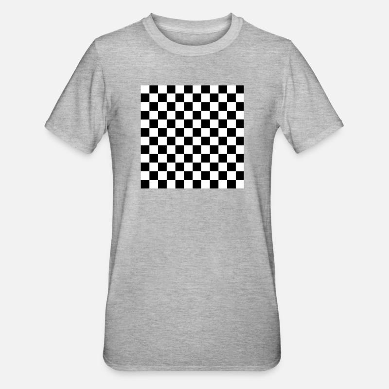 Black and White Chess Square - Unisex Polycotton T-Shirt - heather grey