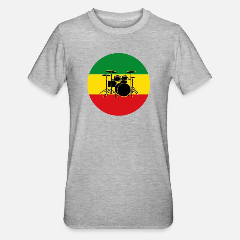 Silhouette de tambours reggae - T-shirt polycoton Unisexe - gris chiné