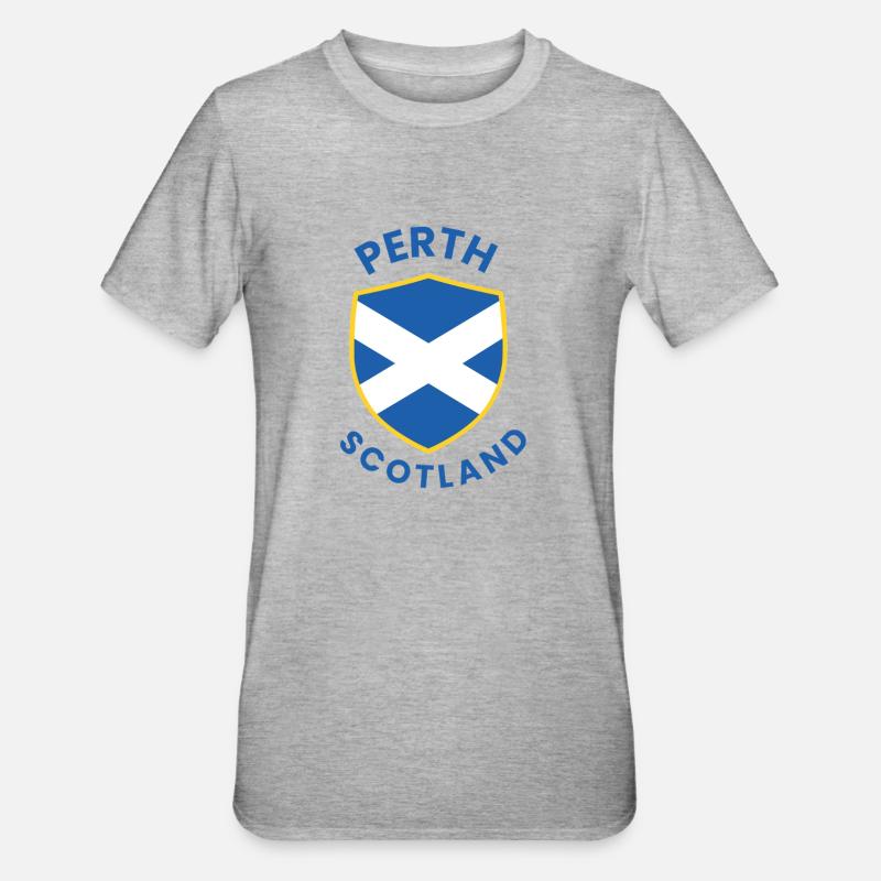 Blason du blason de Perth, Écosse - T-shirt polycoton Unisexe - gris chiné