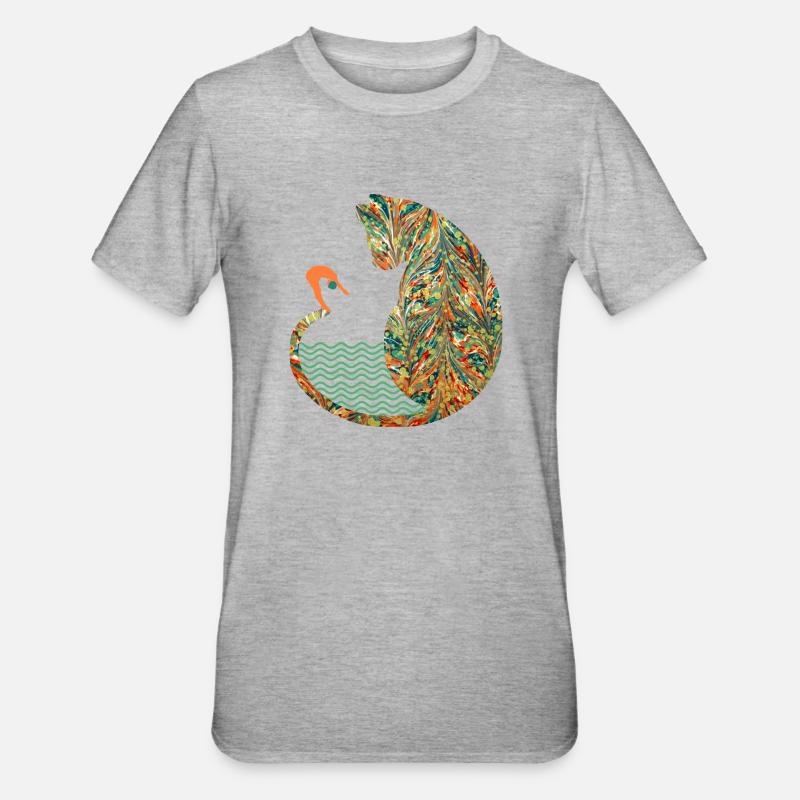 Cat with swimmer E 20 - Unisex Polycotton T-Shirt - heather grey
