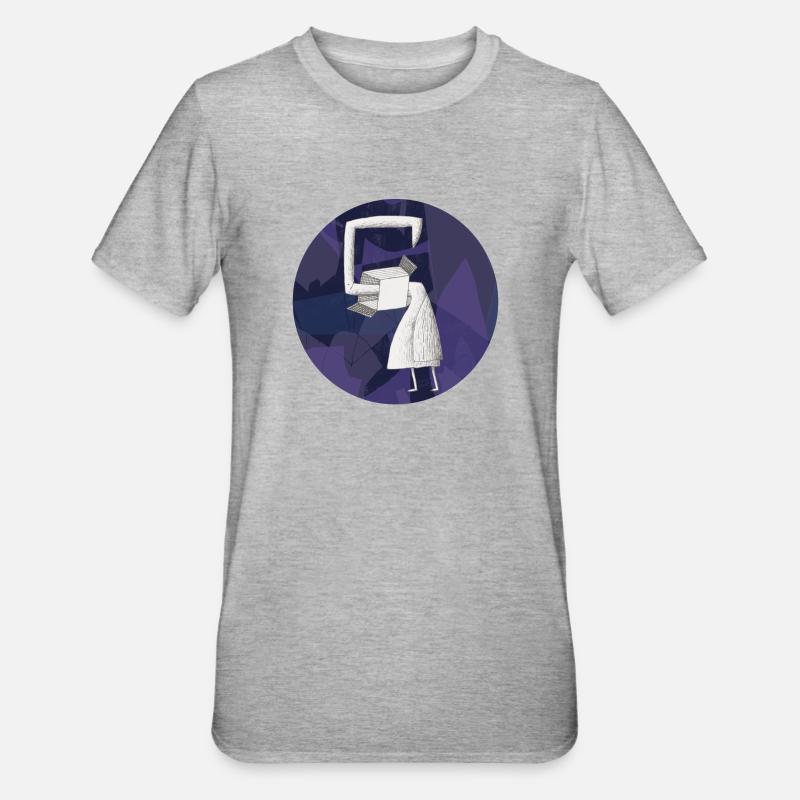 Cercle de conception oiseau dans une boîte 003 - T-shirt polycoton Unisexe - gris chiné
