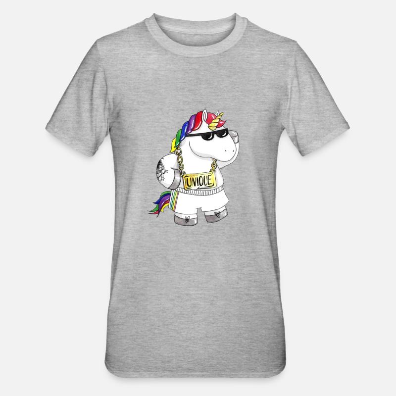 Unique Comic Einhorn - Unisex Polycotton T-Shirt - Grau meliert