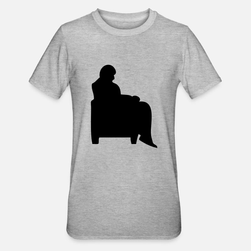 Mann sitzender Sessel Canape alt - Unisex Polycotton T-Shirt - Grau meliert