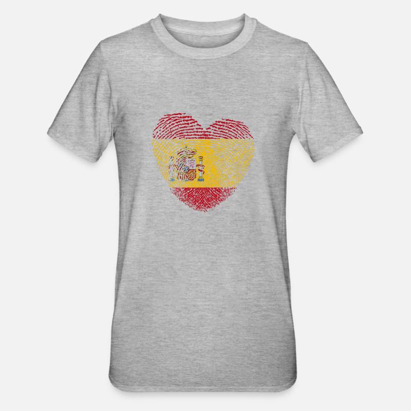 Empreinte digitale du drapeau espagnol - T-shirt polycoton Unisexe - gris chiné