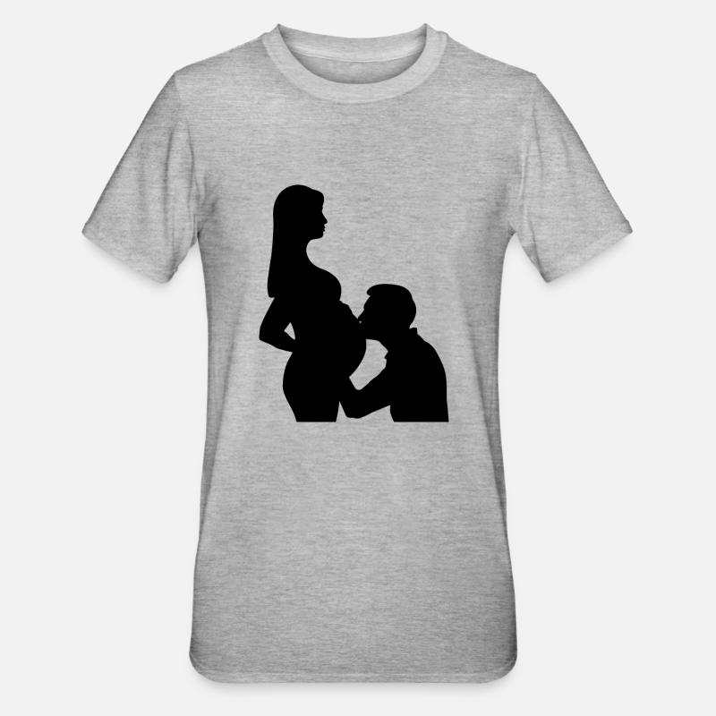 Couples de grossesse - T-shirt polycoton Unisexe - gris chiné