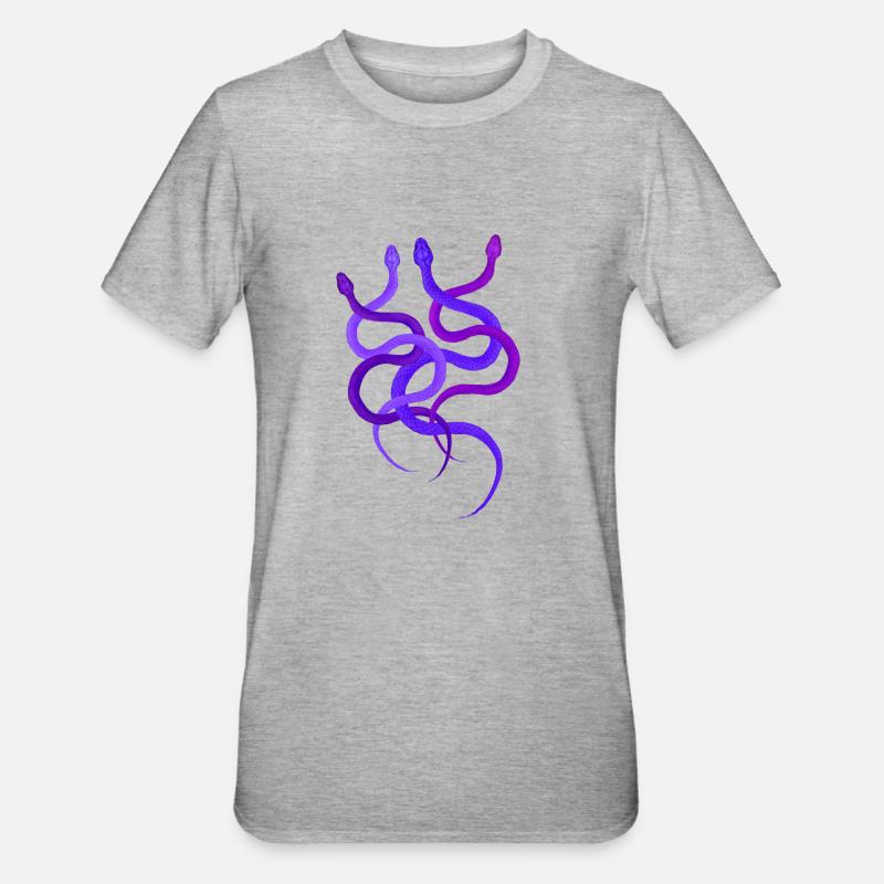 Einfaches Schlangendesign, 4 wilde Pythons - Unisex Polycotton T-Shirt - Grau meliert