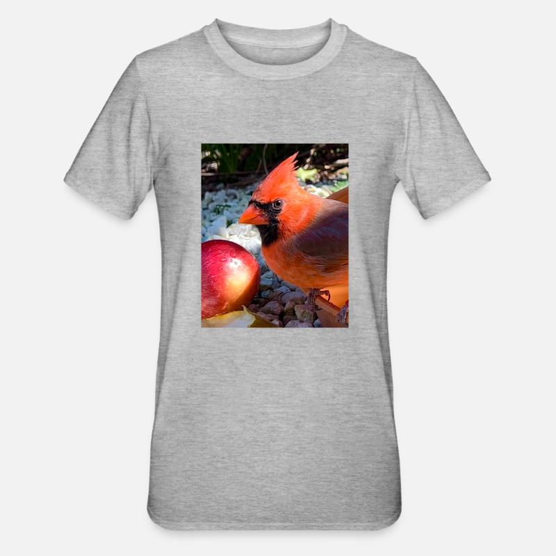 Nördlicher Kardinal - Unisex Polycotton T-Shirt - Grau meliert