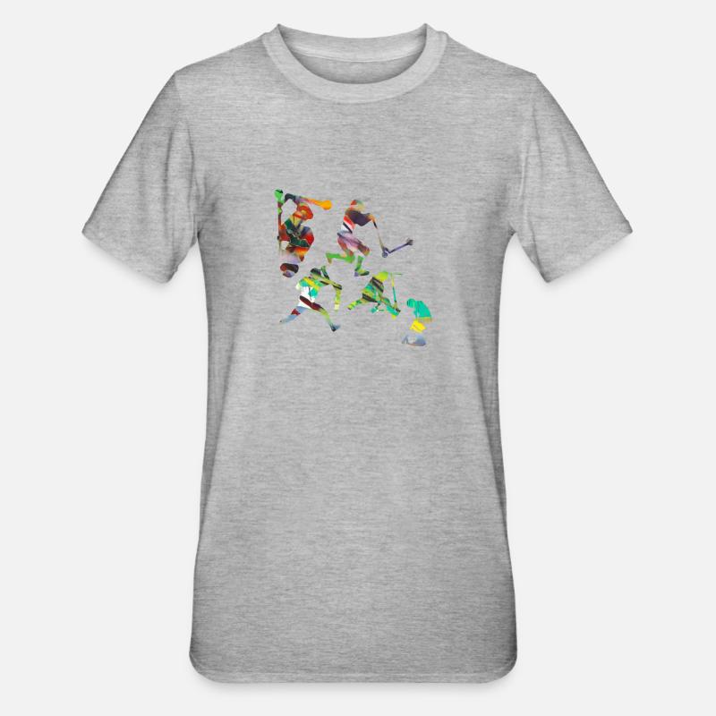 Stuntscooter,Trickscooter,tricks,stunt,e-scooter - Unisex Polycotton T-Shirt - Grau meliert