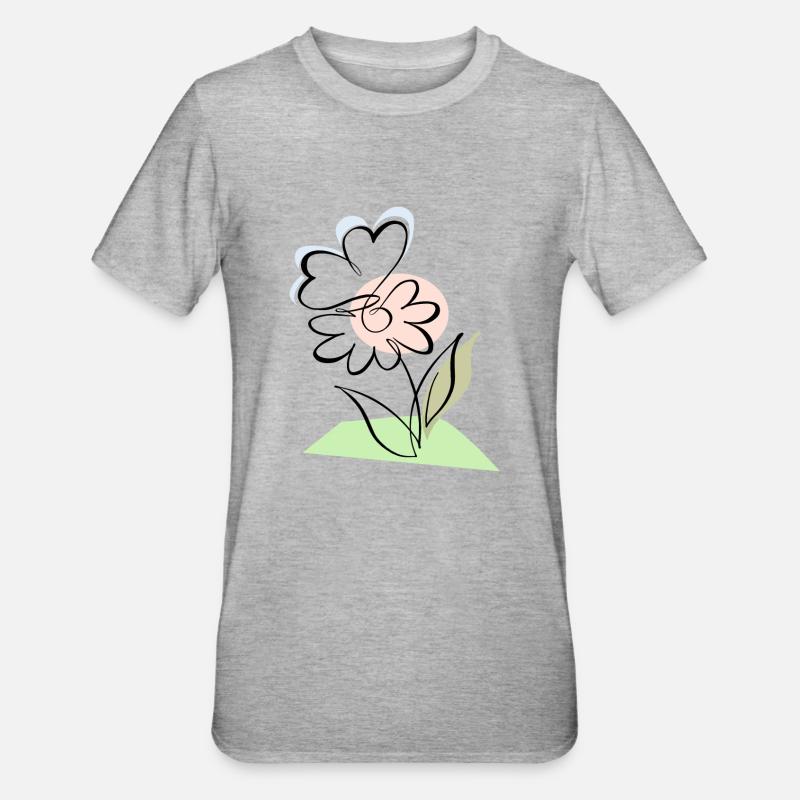 Floraison avec papillon - T-shirt polycoton Unisexe - gris chiné