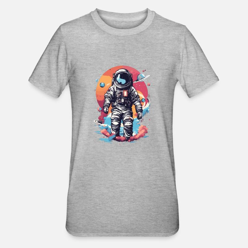 Astronaute cool dans l’espace - T-shirt polycoton Unisexe - gris chiné