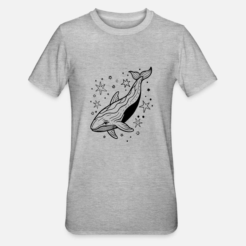 Baleine dans l’espace - T-shirt polycoton Unisexe - gris chiné