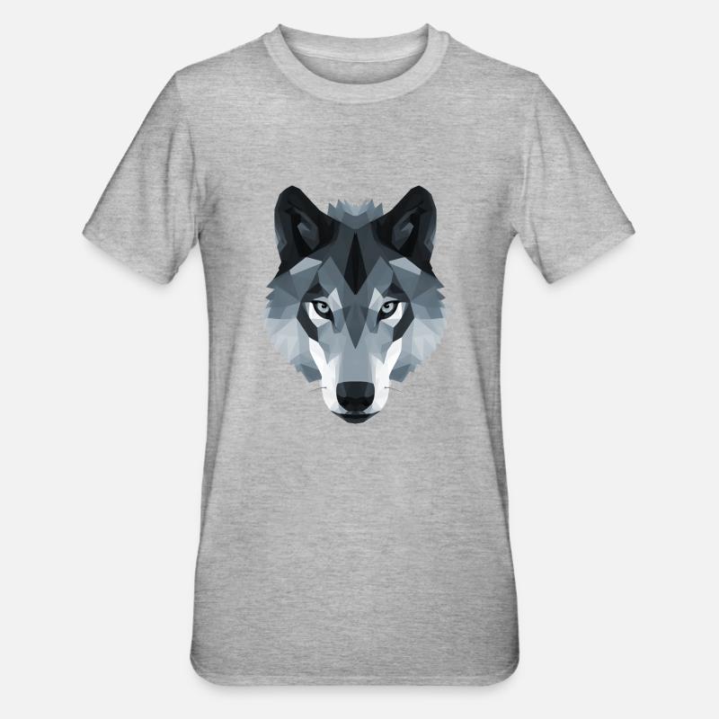 Wolf head low polygon in black and white - Unisex Polycotton T-Shirt - heather grey