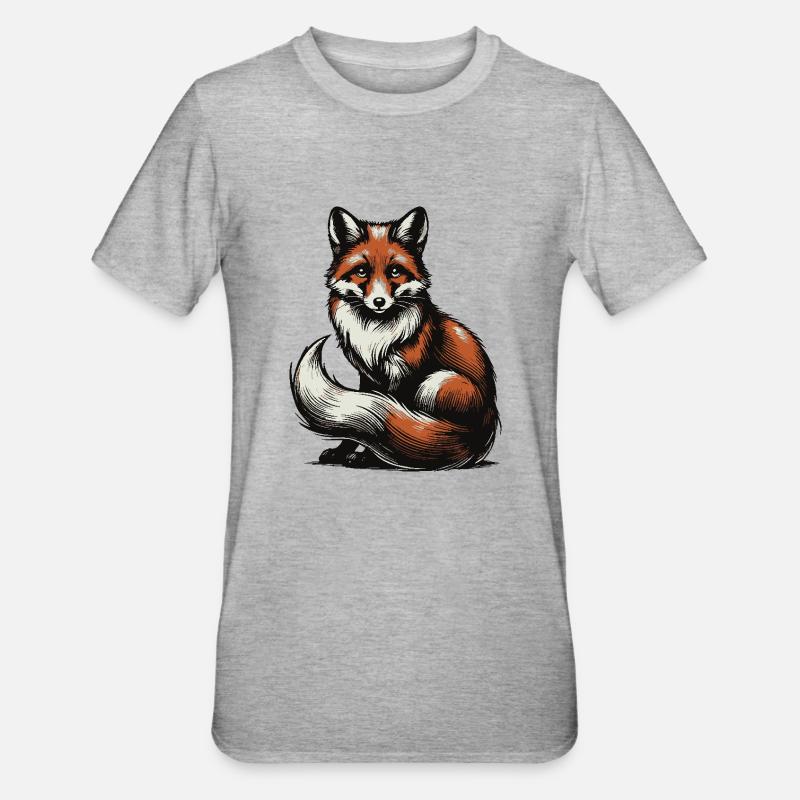 Fuchs - Unisex Polycotton T-Shirt - Grau meliert