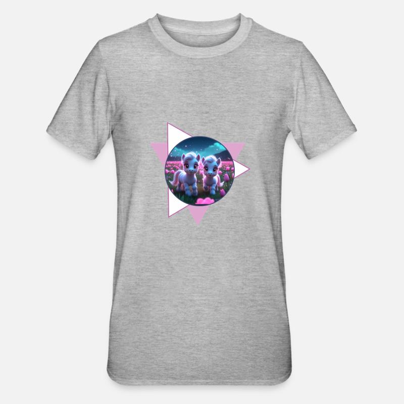 Two cute ponies - Unisex Polycotton T-Shirt - heather grey