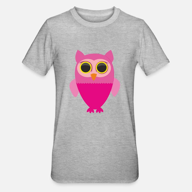 Rosa Eule - Unisex Polycotton T-Shirt - Grau meliert