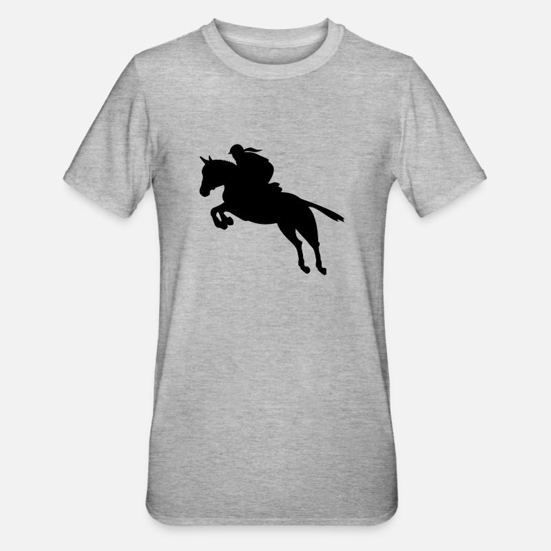 Springreiten Springreiterin - Unisex Polycotton T-Shirt - Grau meliert