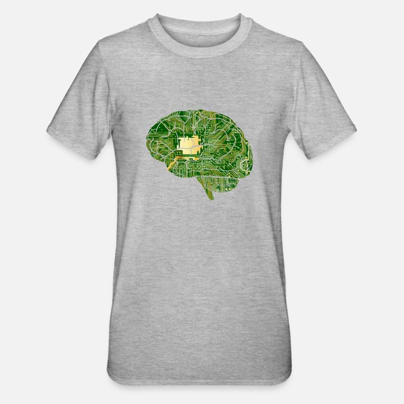 Brain - Computer Board - Artificial Intelligence - Unisex Polycotton T-Shirt - heather grey