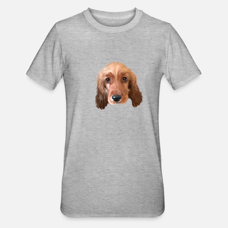 Cocker Spaniel Hund - Unisex Polycotton T-Shirt - Grau meliert