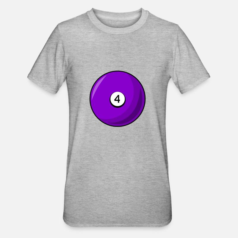 Billardkugel 4 violett Billard vier - Unisex Polycotton T-Shirt - Grau meliert