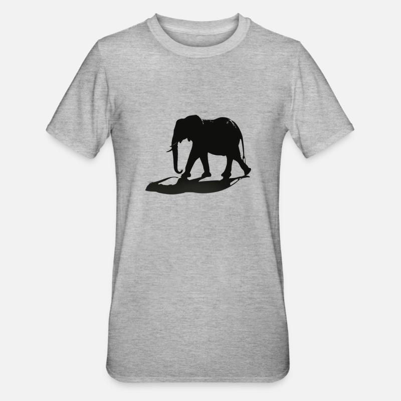 Elefanten-Silhouette - Unisex Polycotton T-Shirt - Grau meliert