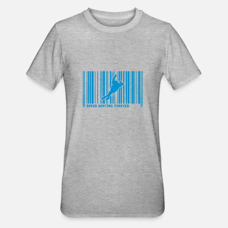 code barre speed skating skateur2 - T-shirt polycoton Unisexe - gris chiné