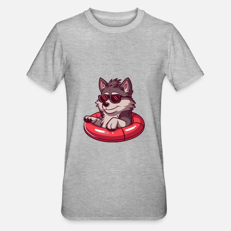 Wolf Comic Cool - Unisex Polycotton T-Shirt - heather grey