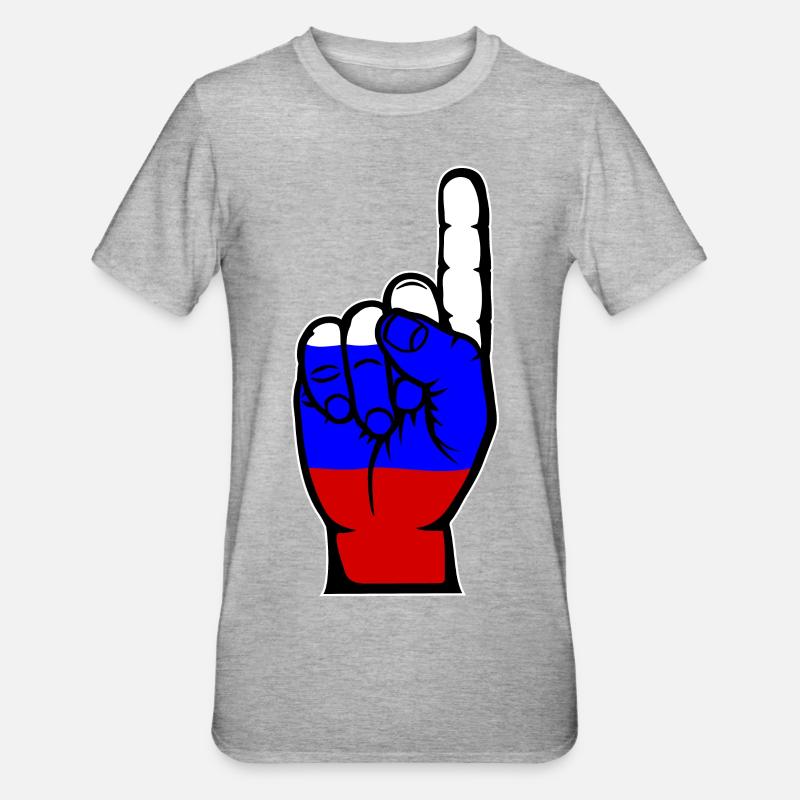 Drapeau russe numéro 1 - T-shirt polycoton Unisexe - gris chiné