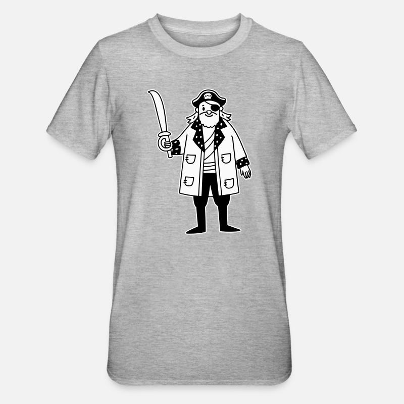 Pirat - Unisex Polycotton T-Shirt - Grau meliert