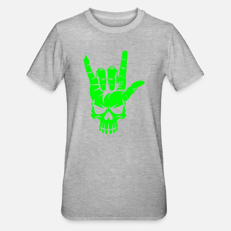 Rock n Roll Crâne Main - T-shirt polycoton Unisexe - gris chiné