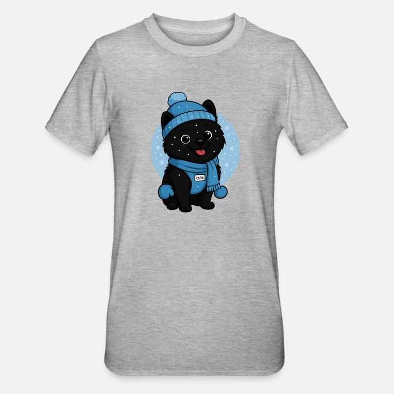 Chien câlin Magie de l’hiver - T-shirt polycoton Unisexe - gris chiné