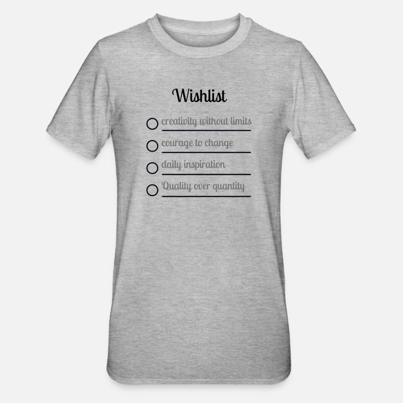 Liste de souhaits - T-shirt polycoton Unisexe - gris chiné