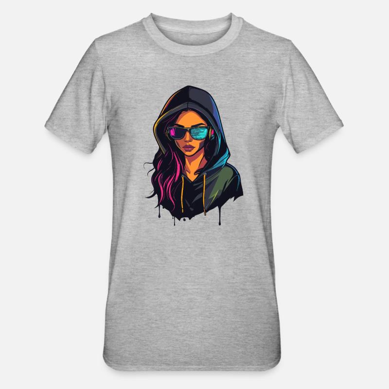 Hacker Programmer Developer Woman Portrait - Unisex Polycotton T-Shirt - heather grey