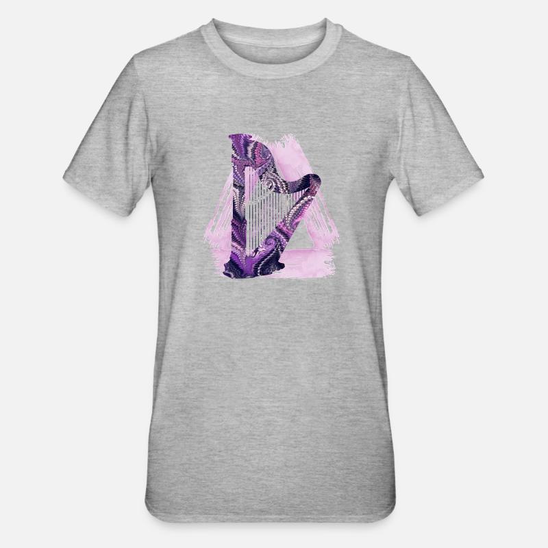 harfe e 75 - Unisex Polycotton T-Shirt - Grau meliert