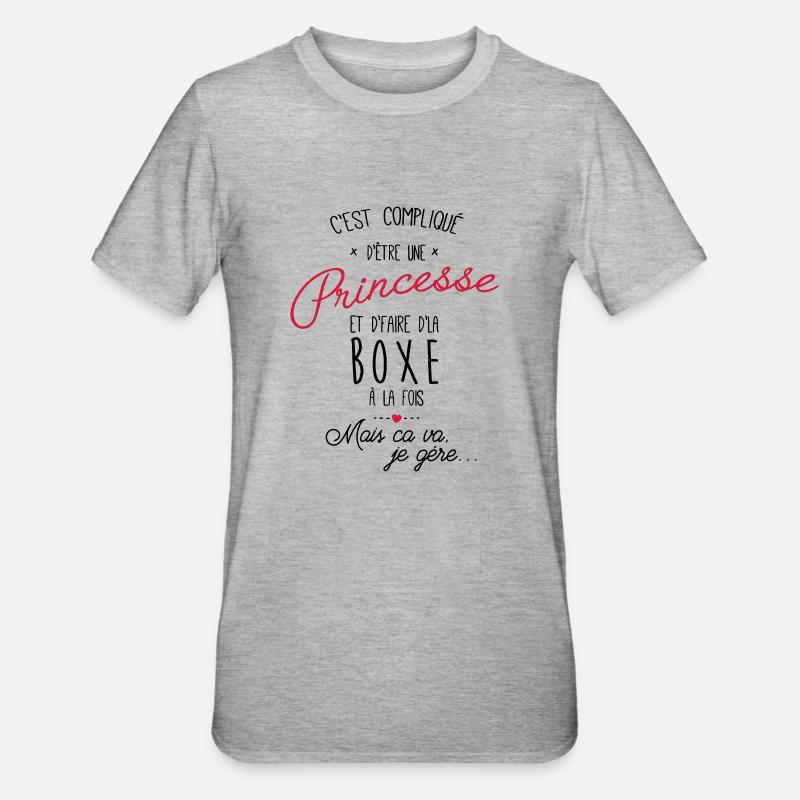 princesse et Boxe - boxeuse - T-shirt polycoton Unisexe - gris chiné