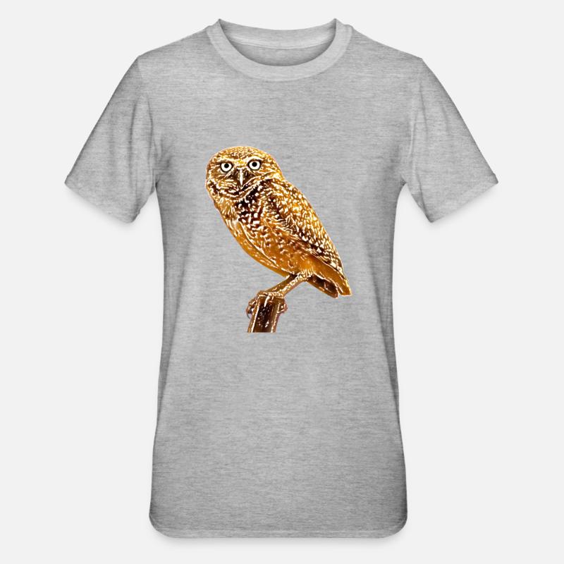 Die Eule die Eule - Unisex Polycotton T-Shirt - Grau meliert