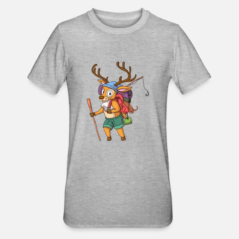 Hirsch Wanderer / Hirsch errant - T-shirt polycoton Unisexe - gris chiné