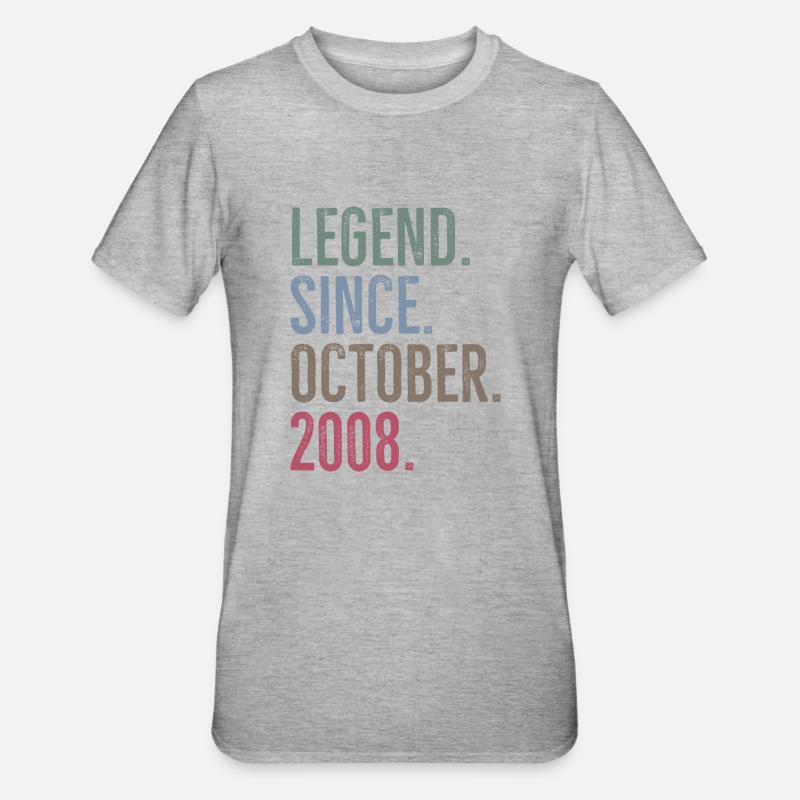 Legend Since October 2008 - Unisex Polycotton T-Shirt - heather grey